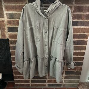 Maurice’s Women’s Plus Size Olive Green Peplum Hooded Jacket, Size 3X